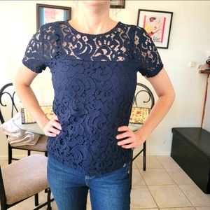 Superdry Navy Lace Top XS NWT